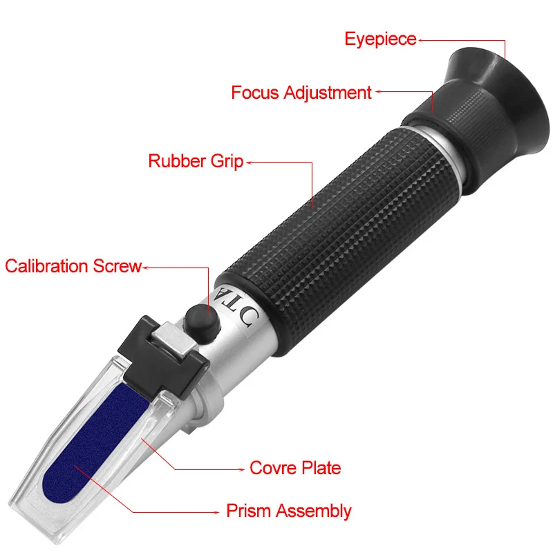 ATC 0-80%  Alcohol Refractometer Portable Alcohol Tester Adjustable Manual Focus Aluminum