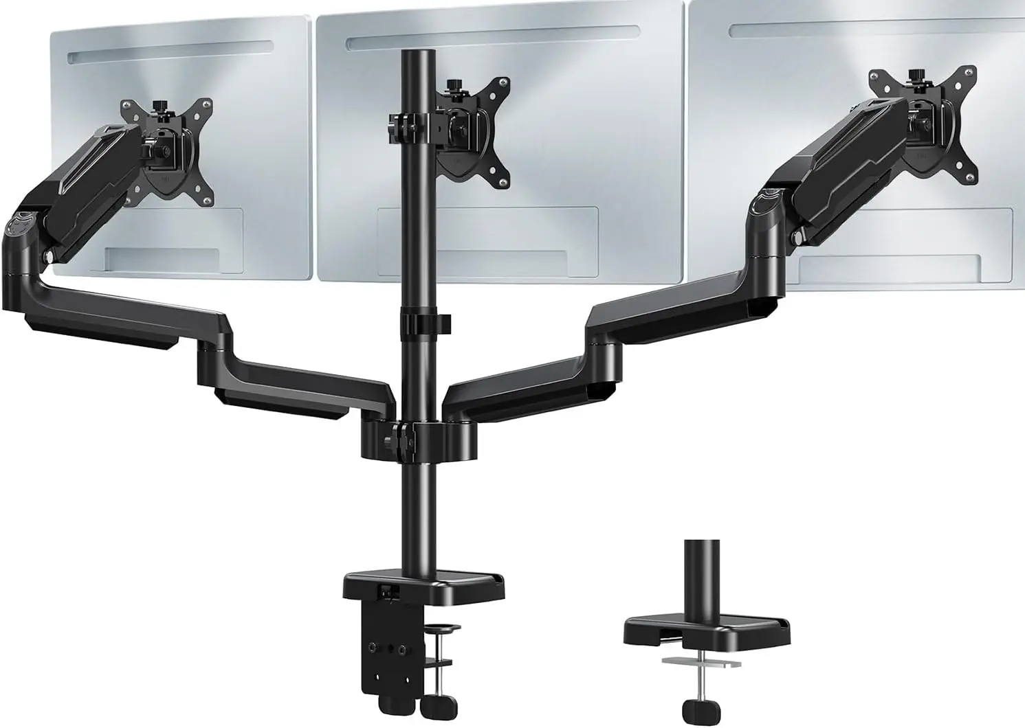 Triple Monitor Mount for 3 Screens up to 32 inch, Full Motion Gas Spring Heavy Duty Arm Holds 19.8lbs Each, Black