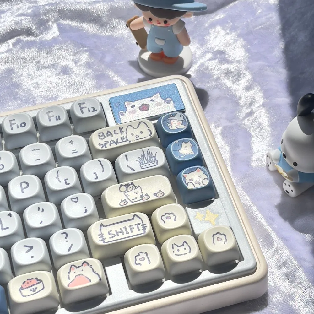 Nasadki na klawiaturę Blue Meow 114-klawiszowe PBT MOA do niestandardowych akcesoriów do klawiatur mechanicznych