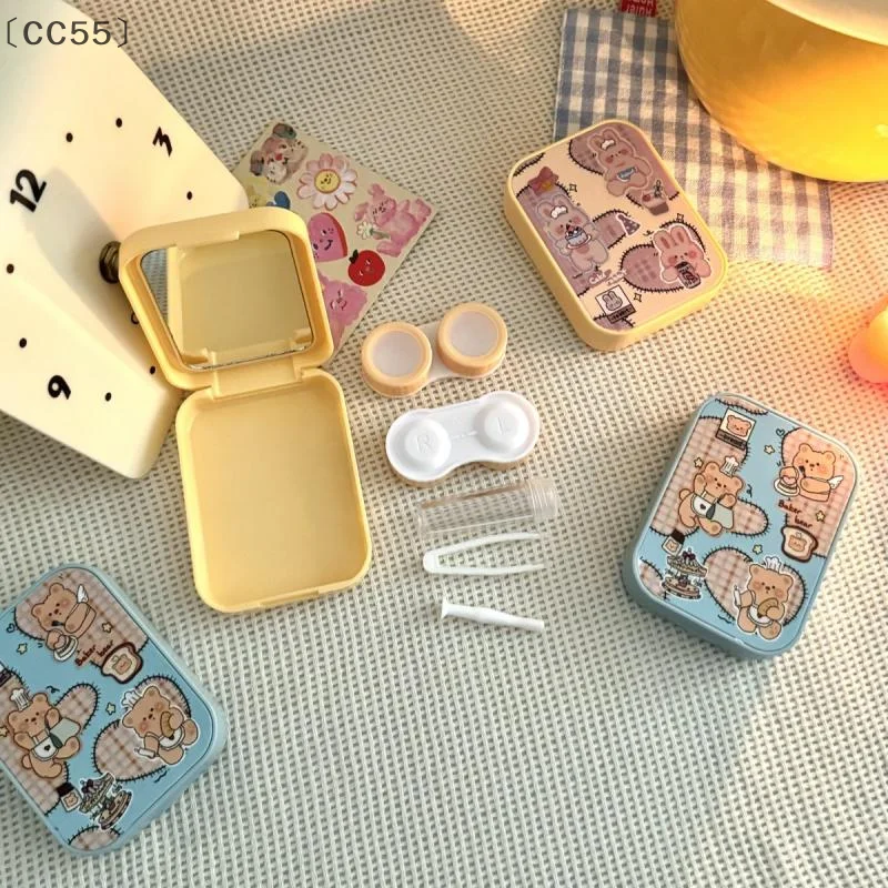 [-CC55」 صندوق عدسات لاصقة محمول كرتوني، صندوق تخزين للعناية بالعين، حاوية تخزين سهلة الحمل للسفر #1