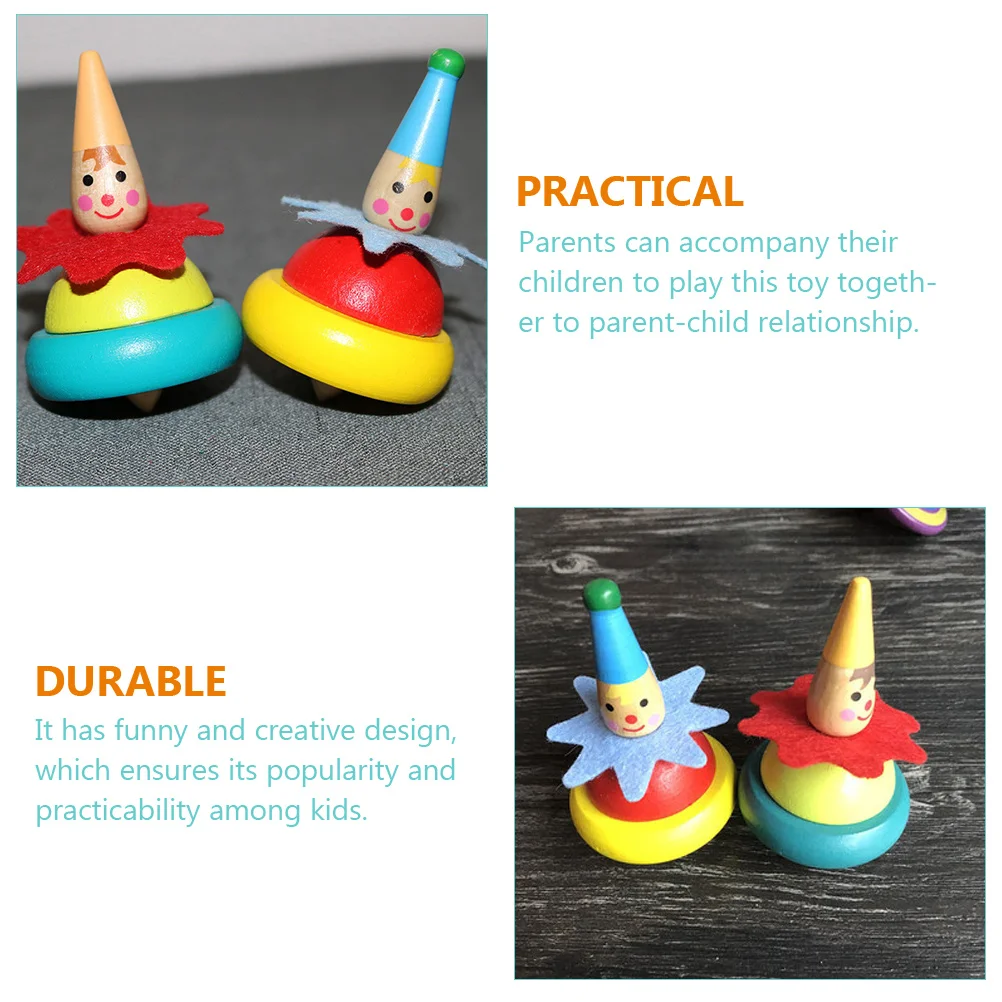 4 Pcs Nostalgia Spinning Top Child Toy Household Kids Gyro Wooden Interactive Adorable Children