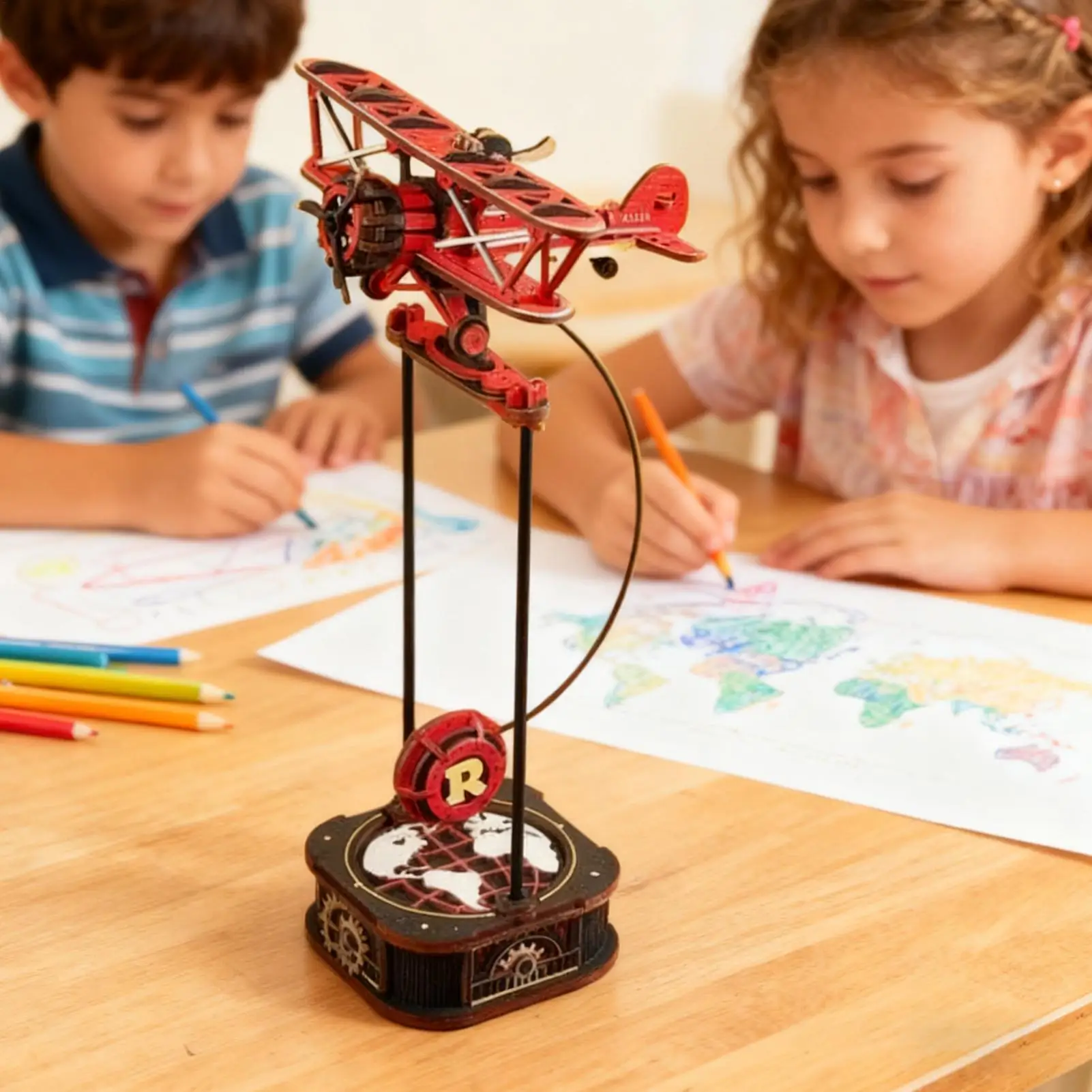 Puzzle Games for Adults 3D Creative Wooden Balancing Retro Swing Model Craft Puzzle Set for Kids Living Room Study Desktop Shelf