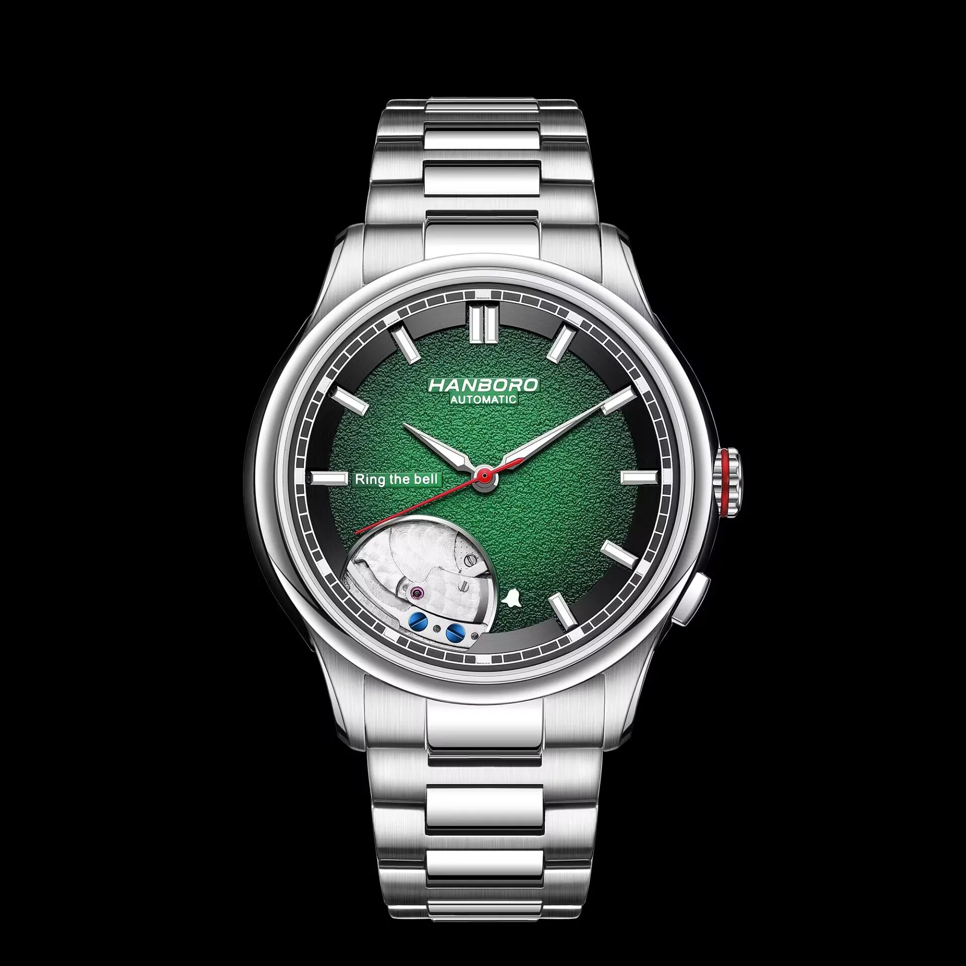 HANBORO Мужские автоматические часы Роскошные 41,5 мм механические наручные часы с будильником Водонепроницаемые сапфировые светящиеся градиентные циферблаты Miyota 9015