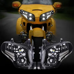 Motorcycle Front Lights For Honda GL1800 Goldwing Led Headlights 2001 2002 2003 2004 2005 2006 2007 Gold Wing GL 1800 Headlamps