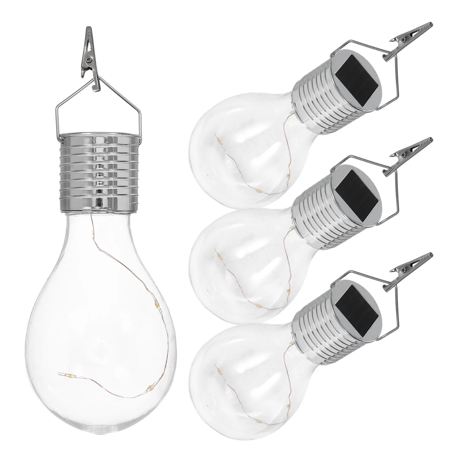 

4 pcs Solar Wire Lamp Eco Friendly LED Bulb Solar Copper Wire Lamp Chandelier for Garden Patio Outdoor Lighting
