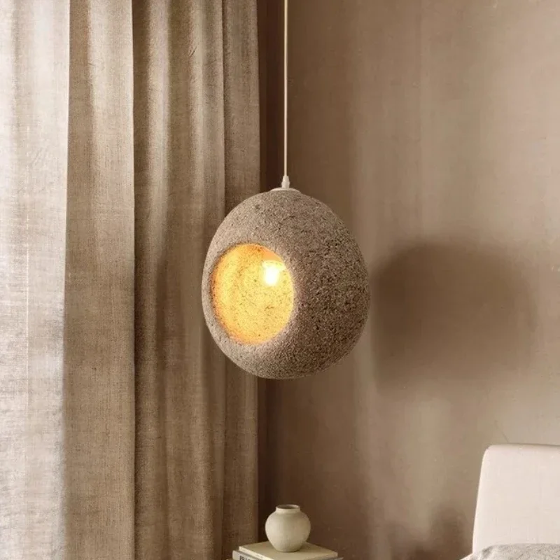 Janpanese Wabi-sabi Bird Nest Lampshade Shape LED Pendant Lights Indoor Art Plated Lamps for Bedroom Home Decoration Chandeliers