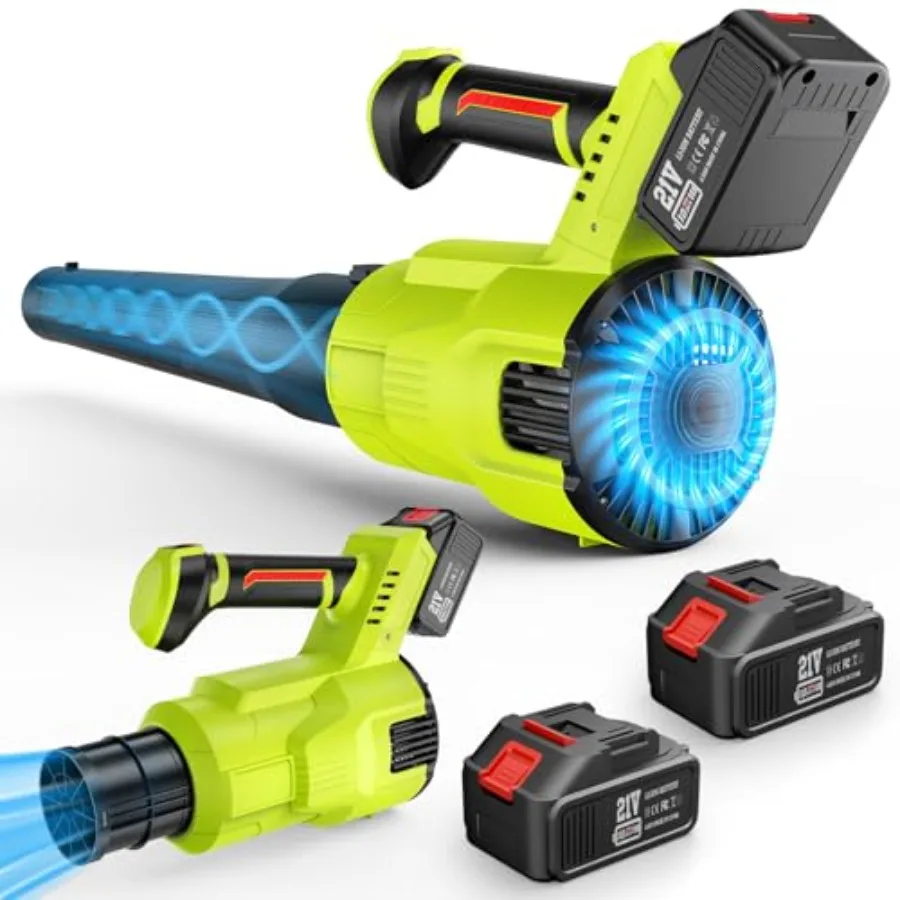 

Leaf Blower Cordless Upgraded 650 CFM 280 MPH 21V Electric Cordless Leaf Blower with 2 x 4.0Ah Batteries and Charger Battery Po