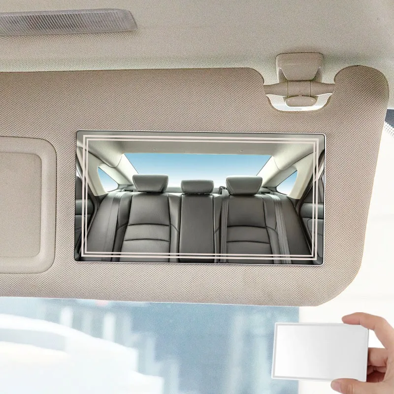 Sunshade, Rearview Mirror, Makeup Mirror, High-definition Universal Rearview Mirror - Stainless Steel Adhesive Transparent Glass
