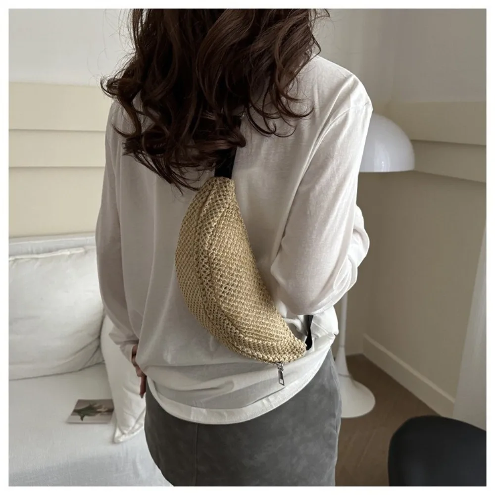 

Пляжная плетеная поясная сумка-кроссбоди, дышащая, в стиле бохо, универсальная нагрудная сумка для спорта