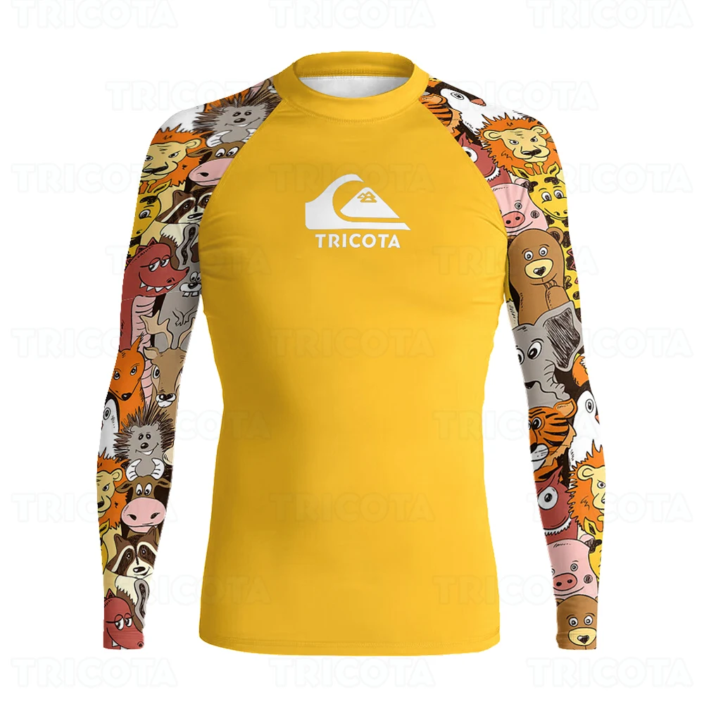 TRICOTA Surfing Shirts Men Professional Long Sleeve Surf T-Shirts Beach Rash Guard UV Protection Swimwear UPF+50 Diving Clothes