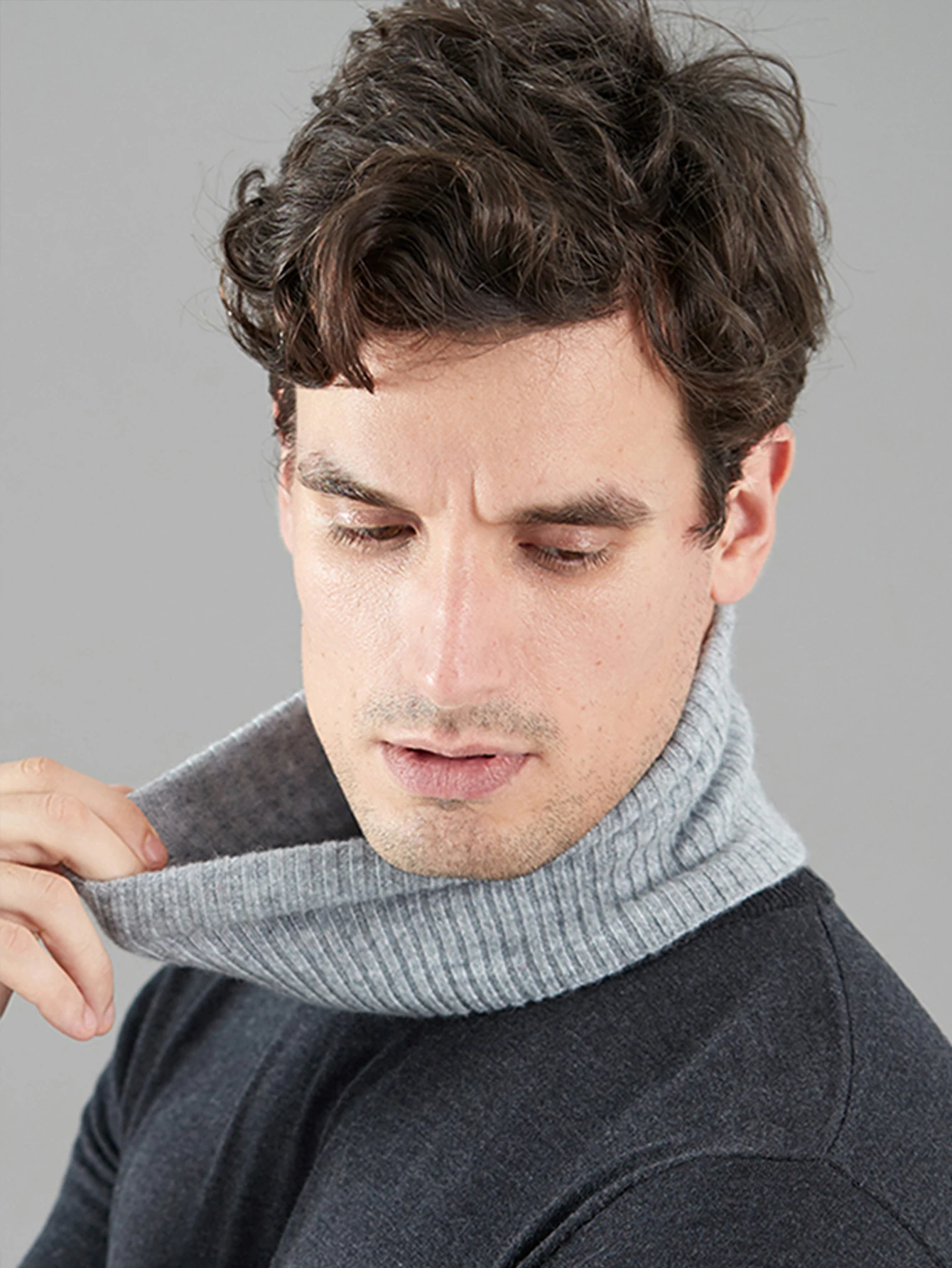 Men Cashmere Knitted Ring Scarf Winter Soft Warm Wool Turtleneck False Collar Comfort Loop Scarves All Match Neck Warmer