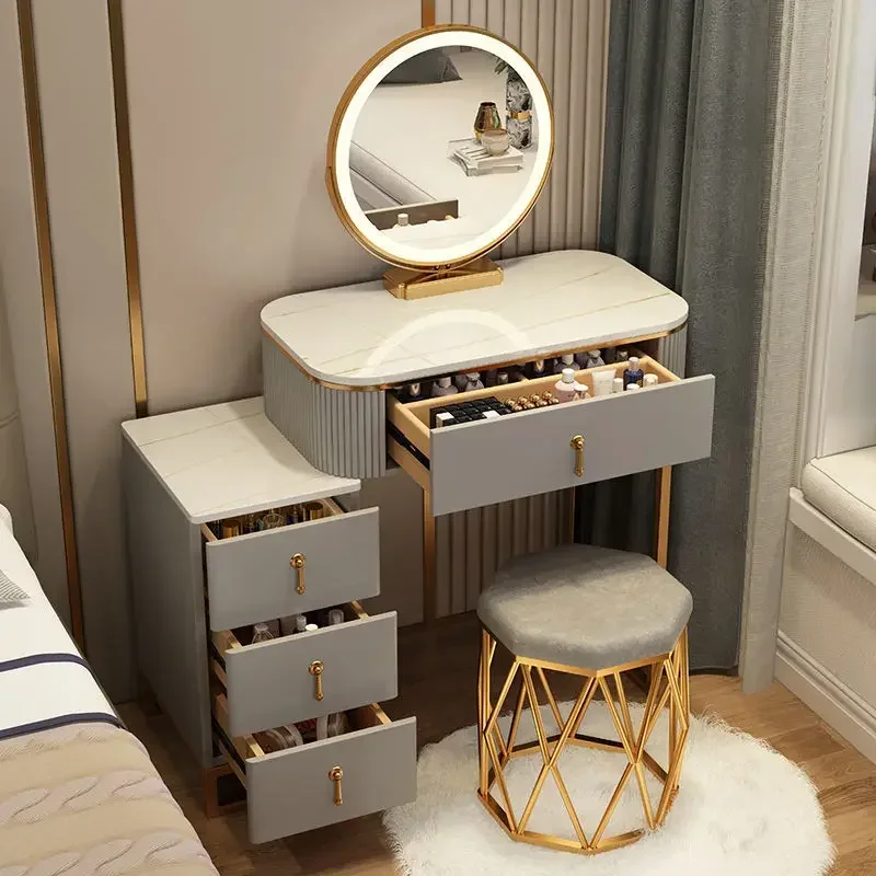 kids vanities led light mirror glass makeup dressing table with drawers on side modern dressing tables