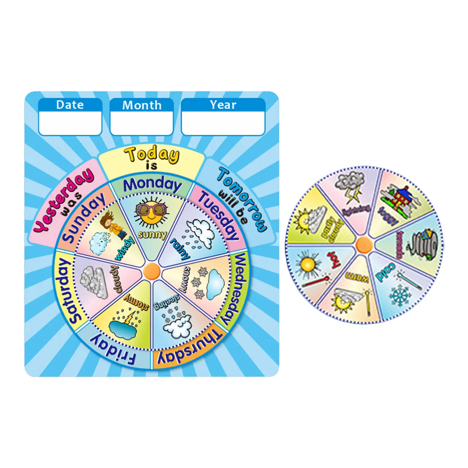 Weather Wheel Chart for Interactive Spinner 14 Weather Types English Vocabulary Learning Board Homeschool Classroom Educational