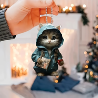 Charming Cartoon Dressed Cat Pendant Versatile Charm Novel Kitten Keychain for Car Mirror,Backpack,Home,Festive Party,Gift&Decor