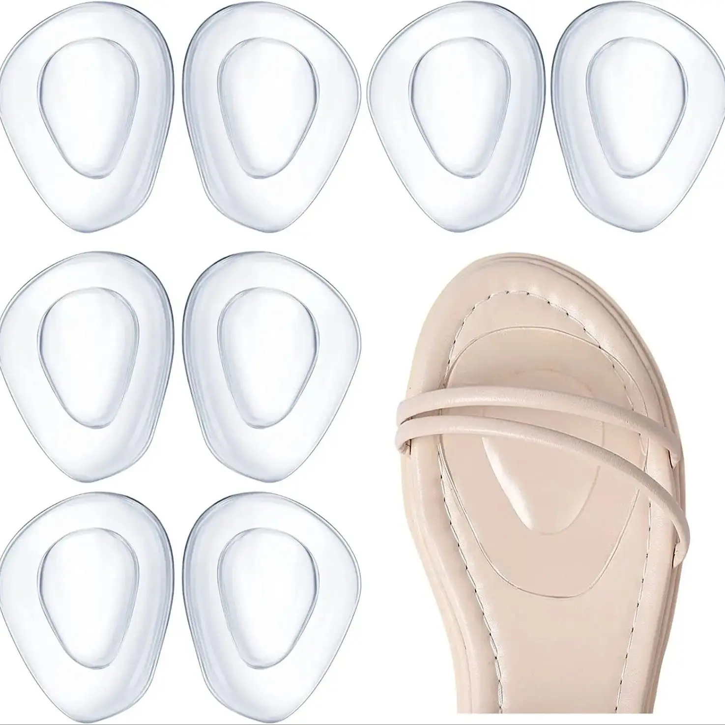 

Convex Forefoot Pad, Transparent Non Slip Silicone Insole, Invisible Front Pad, High Heels, Non Slip Heel Pad