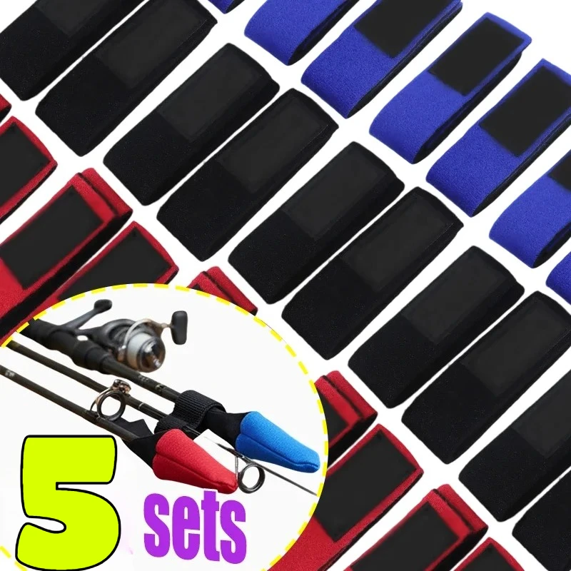 Fishing Rod Protective Cover and Strap Set Nylon Material Shockproof Scratch Resistant for Lure Rods High Elasticity Design