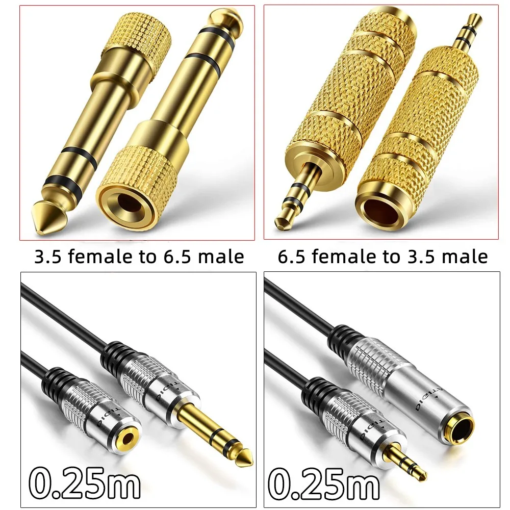 Durable Goldene 6,35 Männlichen zu 3,5 Weibliche Stereo Adapter Stecker Kopfhörer Adapter Stecker Terminals Audio Kabel Stecker