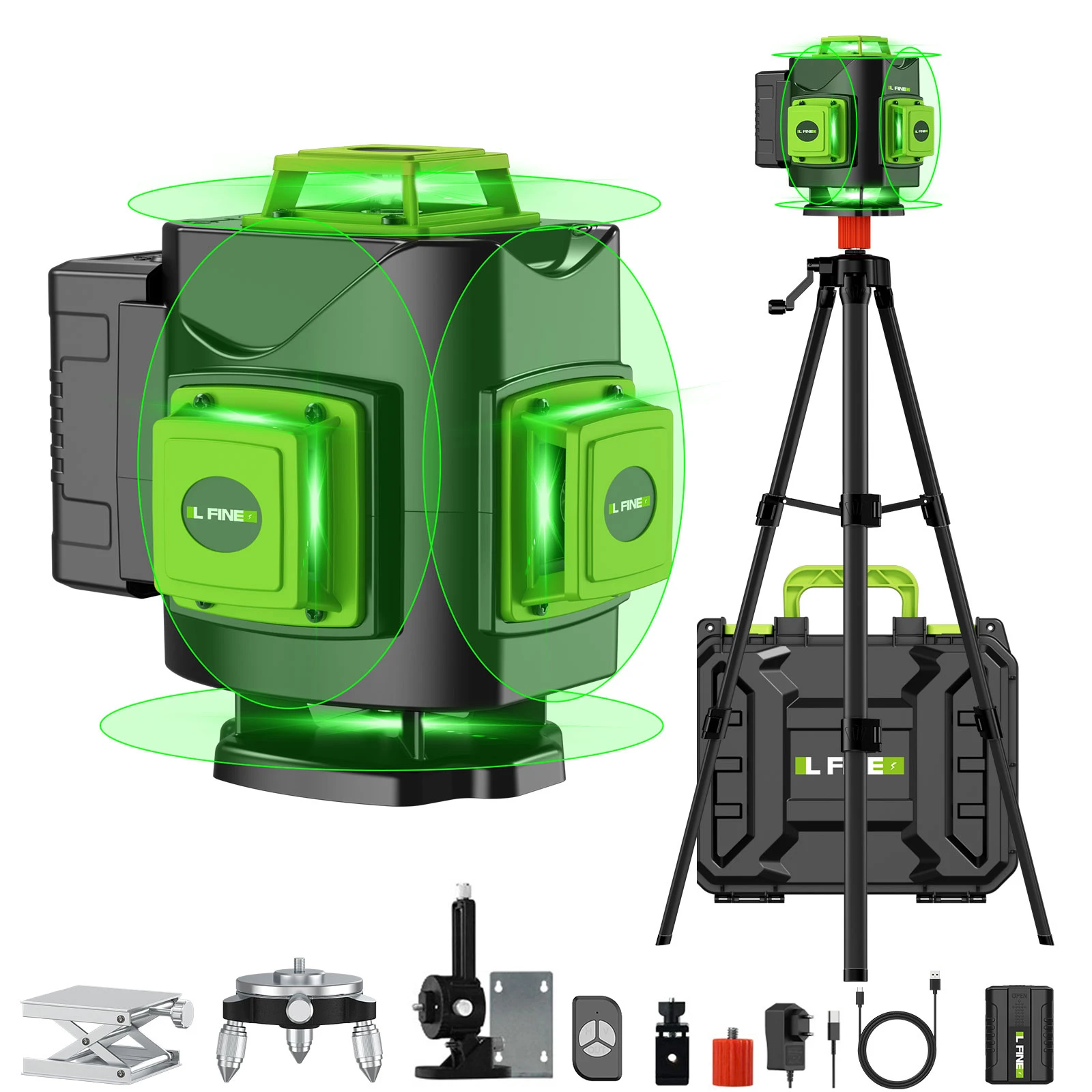 Lfine Nivel Laser 4D 16 Lines 360°Self-leveling Laser Levels with Tripod Horizontal And Vertical Professional Laser Level Tool