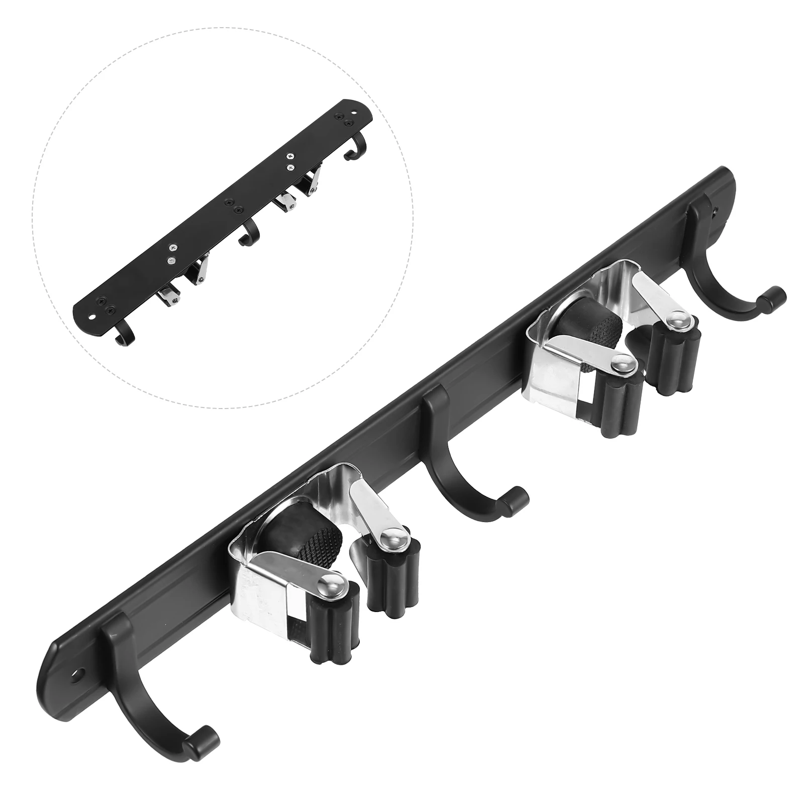 

Space Aluminum Wall Mount Holder 2 Slots 4 Hooks Mop Broom Organizer Garage Garden Tool Rack Storage Broom Hanger Mop