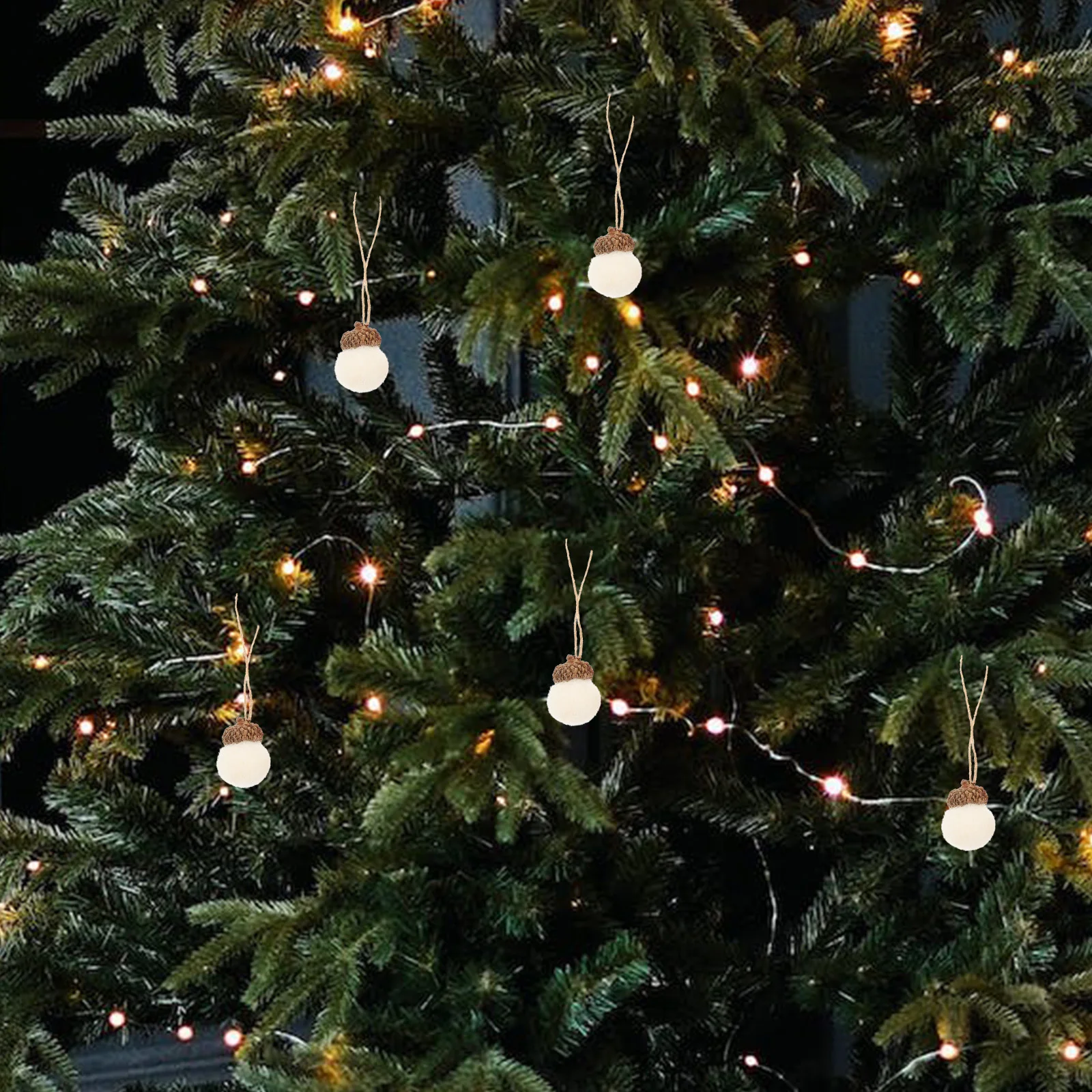 

25Pcs Simulation Felt Acorns Christmas Hanging Pendants Fake Acorn Decor for Tree Fireplace Dining Table Indoor Holiday