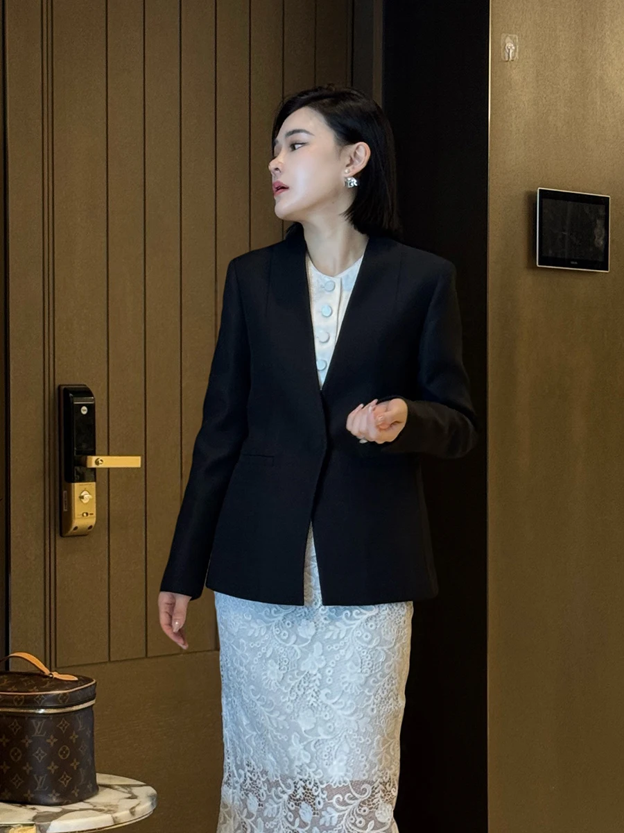 Ele Bla Garnitur z australijskiej wełny, marynarka damska, klasyczna seria modowa, nowość 2026, luksusowy styl, odzież biznesowa.