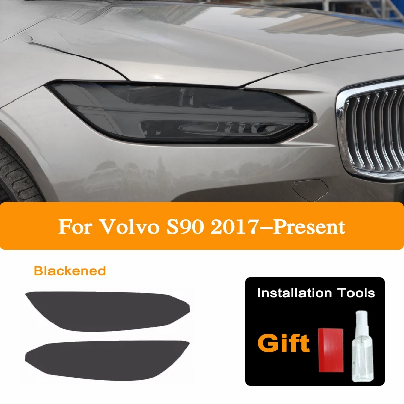 

For Volvo V90 S90 2017 2018 2019 2020 Accessories Smoke Black Transparent TPU Light Sticker Car Headlight Protective Tint Film