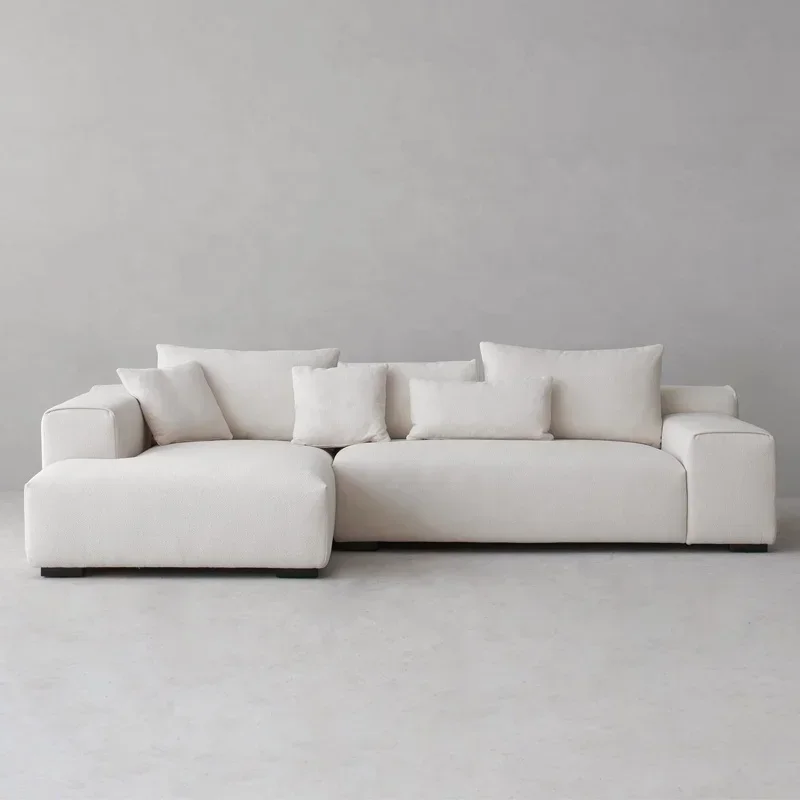 Ecksofa mit umkehrbarer Chaiselongue, mit Stoff gepolsterte Boucle-Sofagarnituren in L-Form