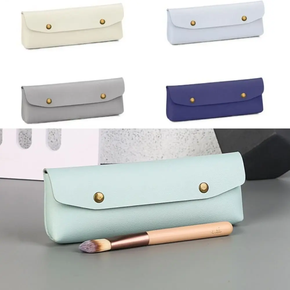 Leather Pencil Case Portable Pen Bag Large Capacity Makeup Brush Holder Water Proof Lipstick Package Toiletry Bag