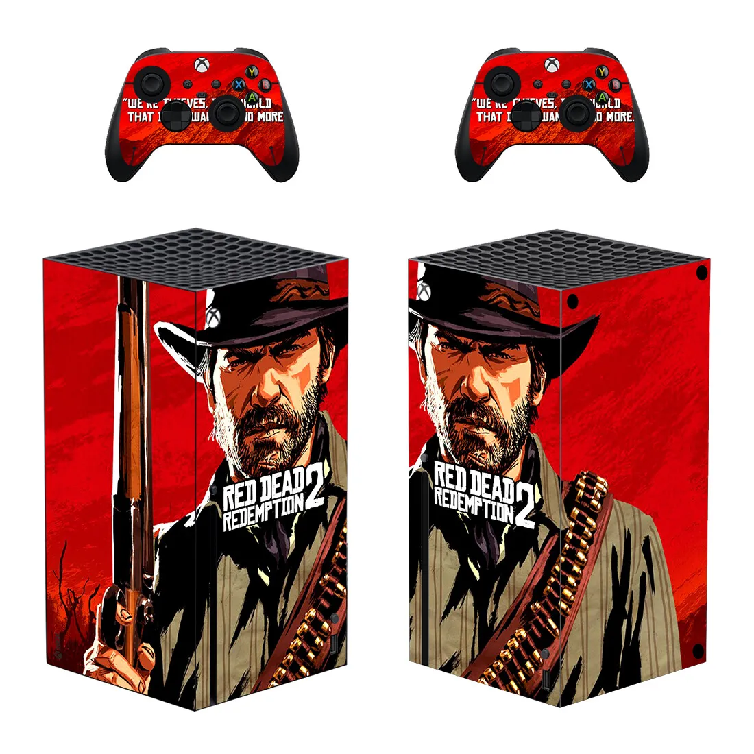 Red Dead Redemption 2 Skin Sticker Decal Cover for Xbox Series X Console and 2 Controllers Skins Vinyl