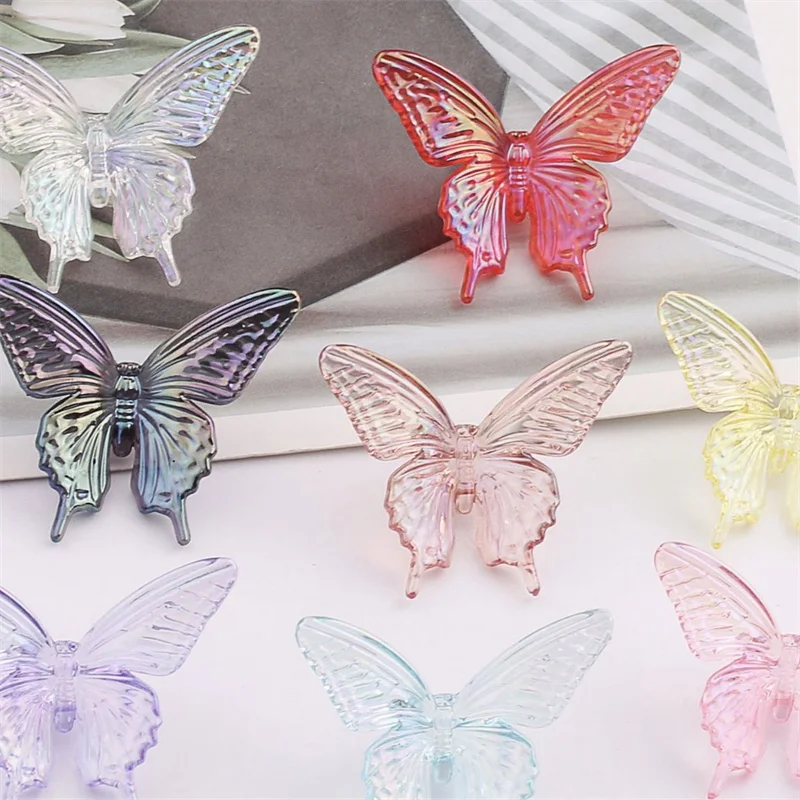 Wholesale 50pcs/lot color print animals cartoon butterfly shape acrylic straight hole beads diy jewelry accessory image 3