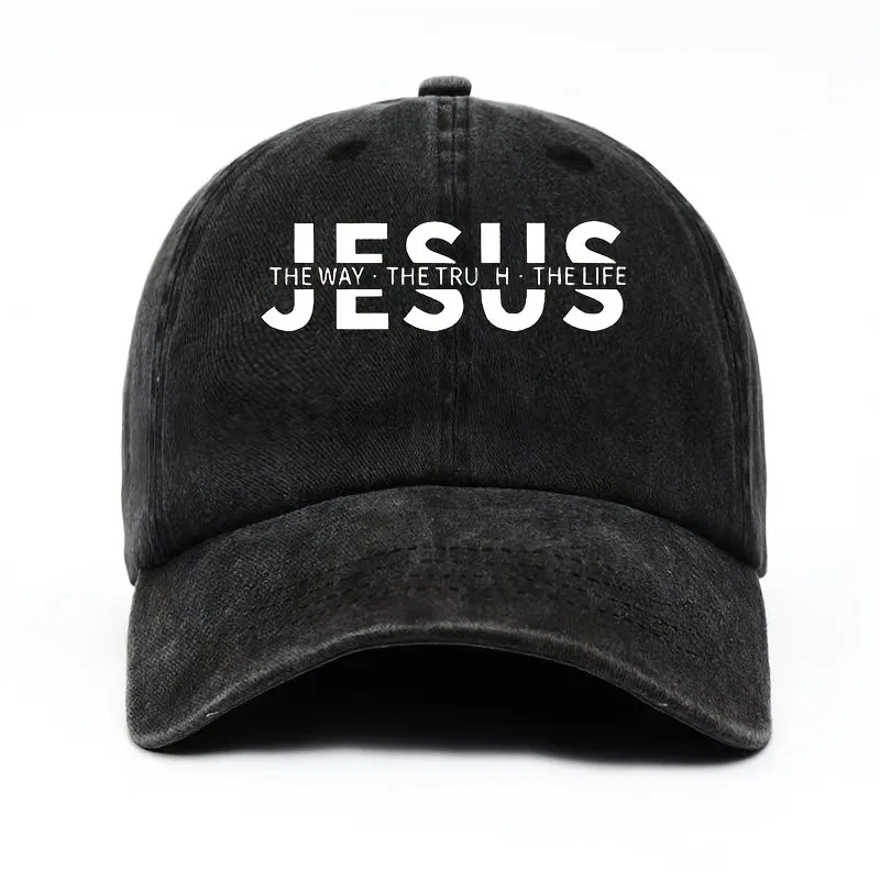 Casquette de baseball ajustable avec slogan Faith, motif Jésus, la Voie, la Vérité, la Vie, pour l'extérieur, à visière courbée