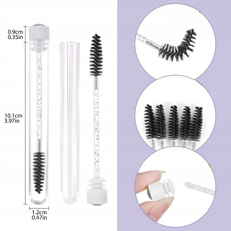 50pcs EyeLash Brushes Reusable Eyelashes Brush Tube for Eyelash Extension Disposable Mascara Wands Eyebrow Brush Applicator