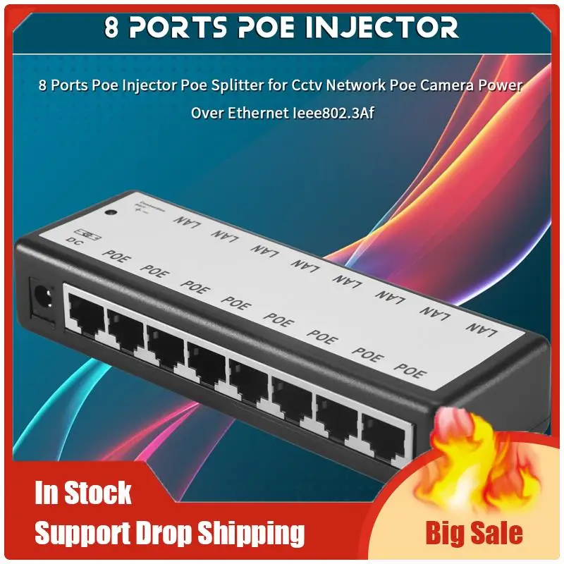Лучшие предложения 8-портовый Poe-инжектор Poe-сплиттер для сетевой Poe-камеры видеонаблюдения Power Over Ethernet Ieee802.3Af