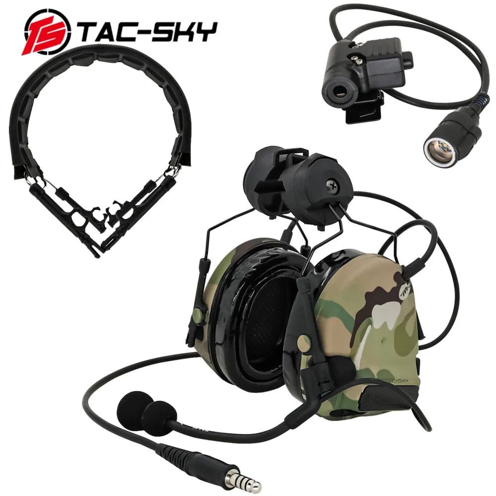 

TAC-SKY Military Defined Version COMTAC III Tactical Headset & 6 Pin PRC U94 PTT & Replacement Headband Compatible Original PTT