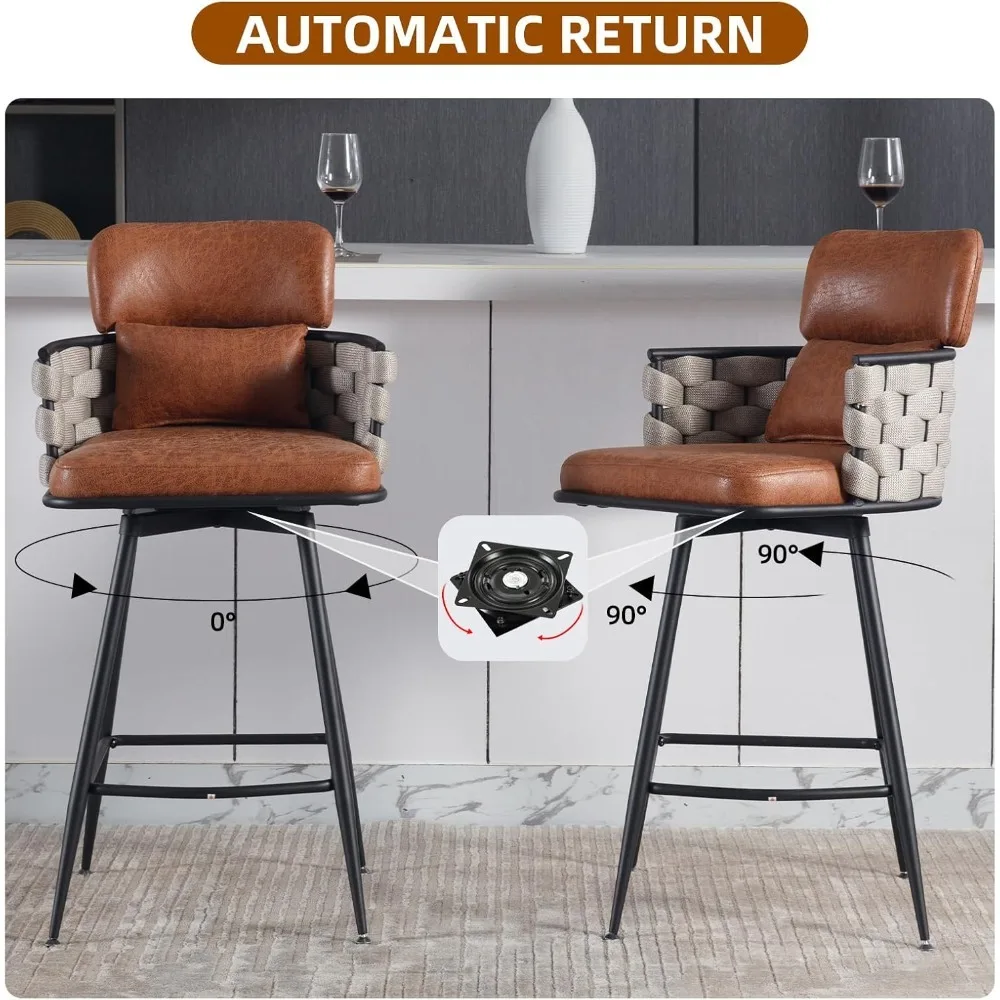 Bar Stools Set Of 2 Counter Height Bar Stools 26 Incheshand Woven Bar Chair For Kitchen Island