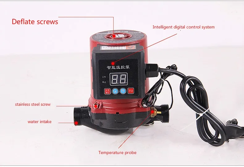 100W Hot Water Circulation Pump 220V Intelligent Temperature Control  Booster Pump Circulator DN20 DN25 DN32 DN40