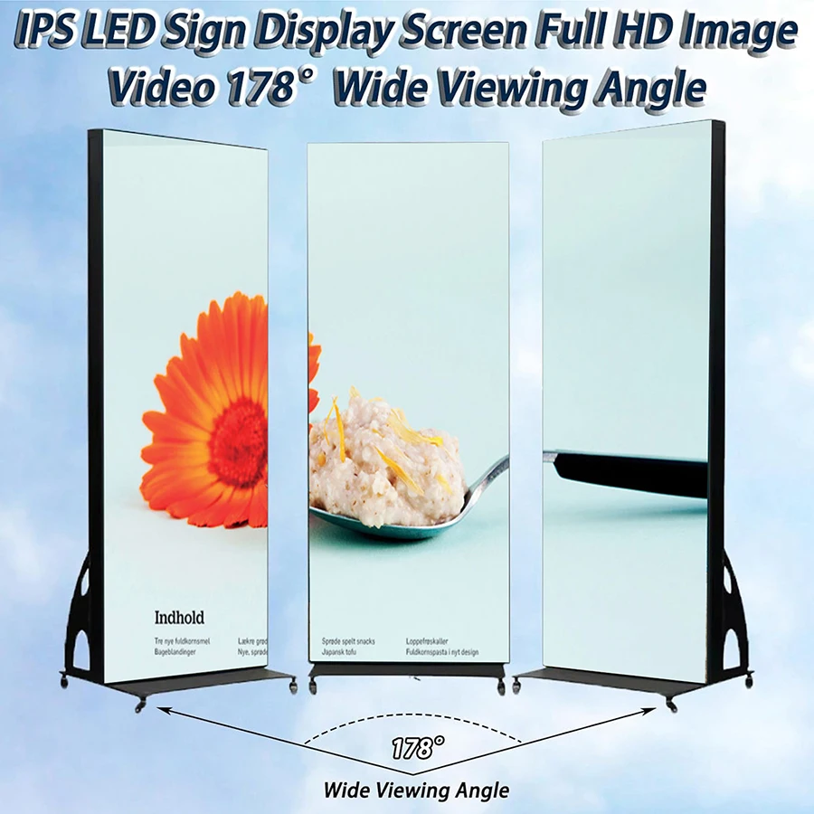 HD P2.5 P3 Indoor Intelligent Split Screen Movable LED Sign Advertising Floor-Standing Vertical Poster Retail Store Animation