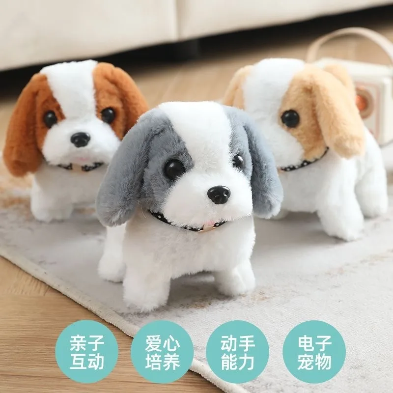 Walking Plush Puppy Toy - Electric Realistic Barking Dog, Fluffy Interactive Pet Gift for Kids Boys Girls Birthday