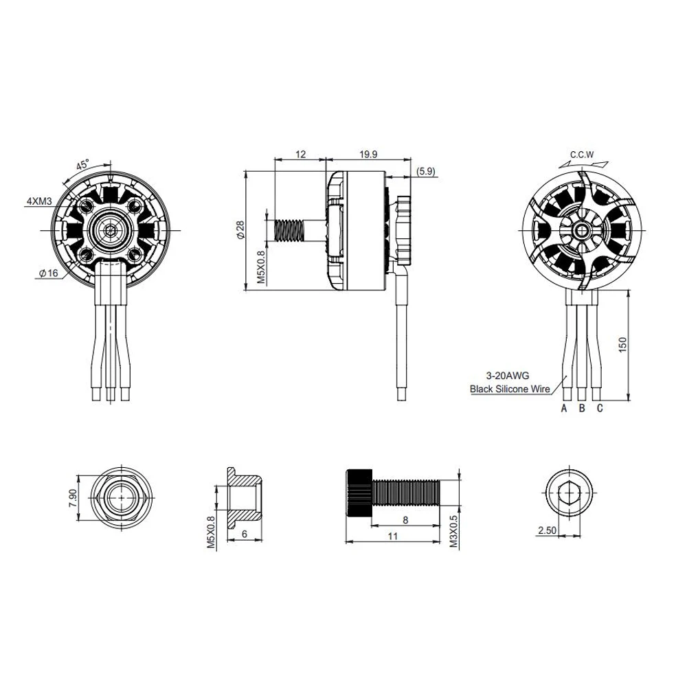 Hobbywing XRotor 2207.5 moteur sans balais 1780KV/1980KV 6S Lipo 5mm arbre pour RC Flower Fly FPV traversant Drone pièces de mise à niveau