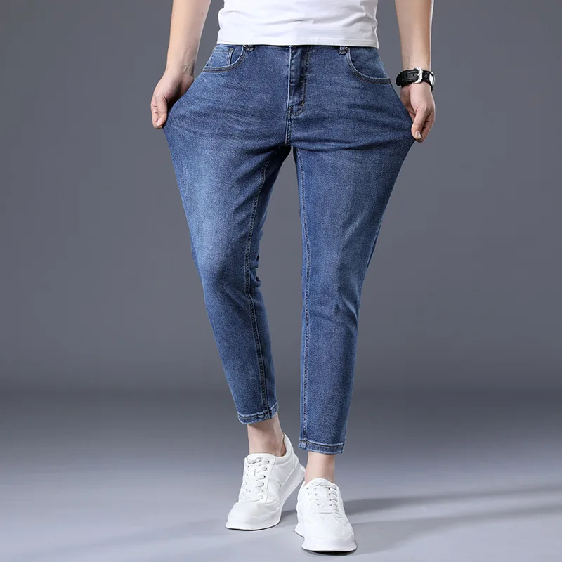 Thin Ankle Length Jeans Men Clothing Korea Style Stretch Denim Pant For Male Summer Ankle Length Jeans Clothing