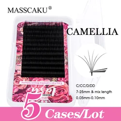 5pcs/lot MASSCAKU Custom Private Label Premium Mink Eyelash Extensions Individual Volume with Silk Mink Korea PBT material