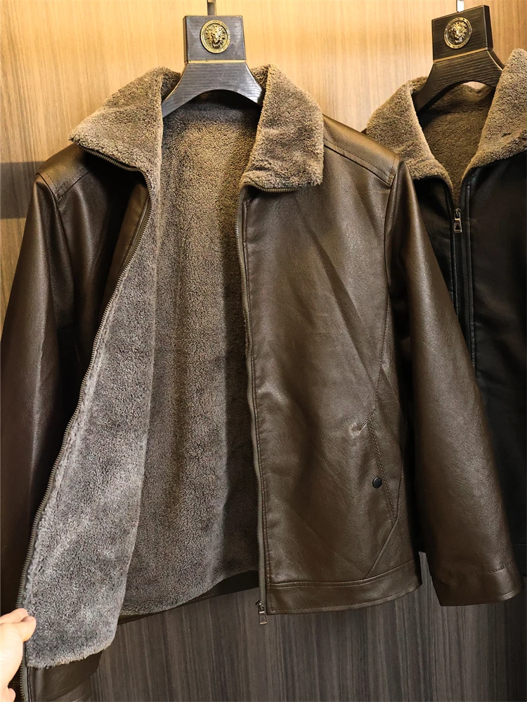 

Мужская модная городская одежда из мягкой кожи нубу из искусственной кожи с воротником, молодежная осенняя верхняя одежда в стиле Vitali, чистый цвет, универсальная