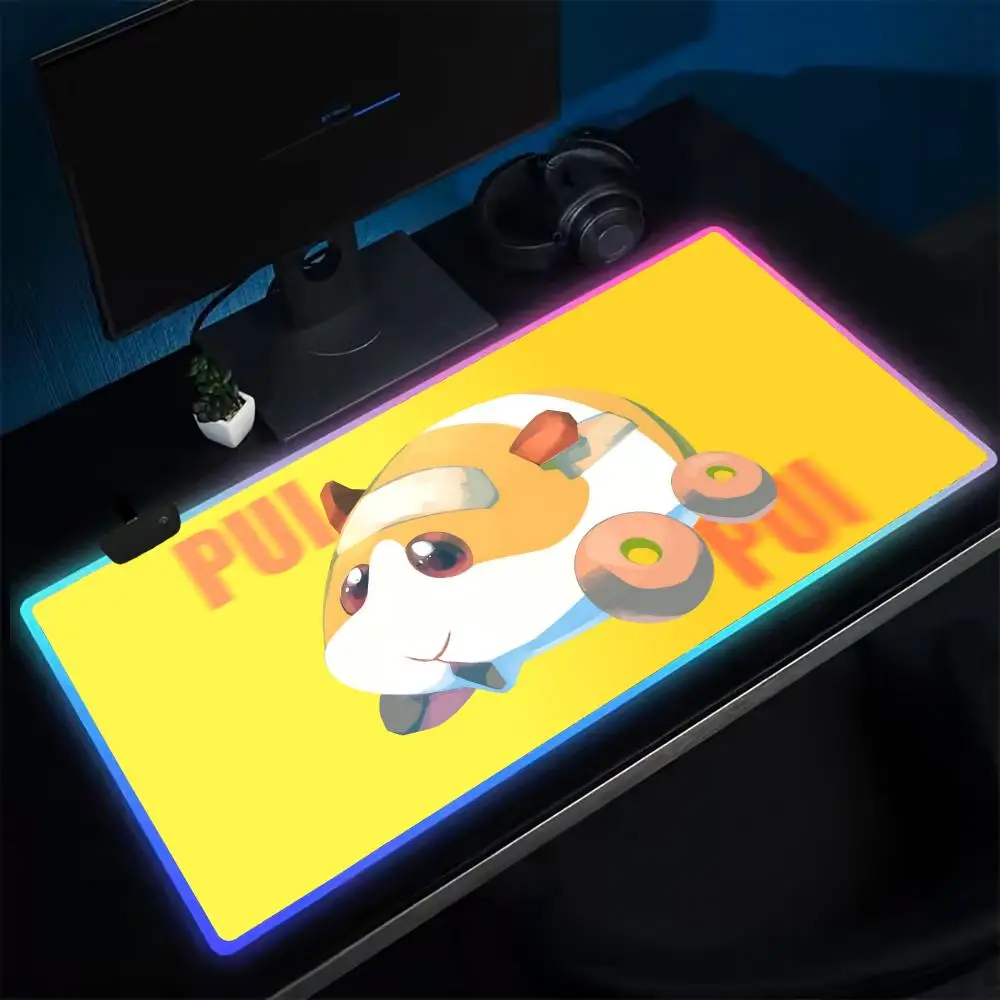 PUI PUI Mouse Pad Anime Gaming Mouse Pad LED Table Pads Backlit Rubber Desktop XXL RGB Desk Mats