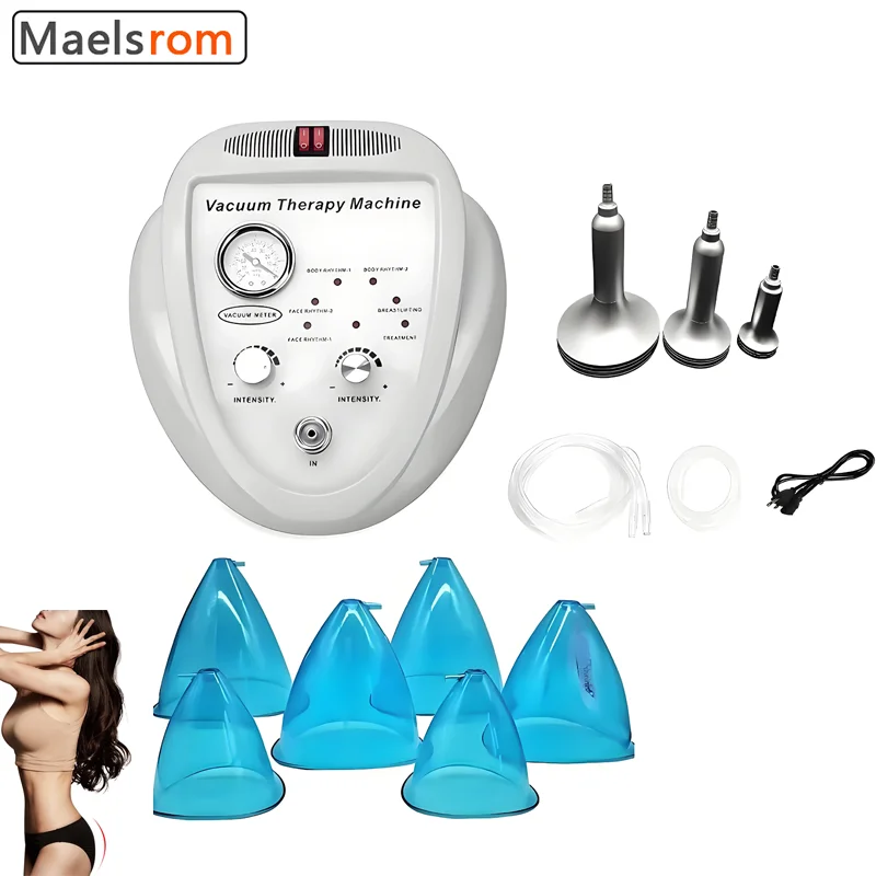 Breast Enhancement Vacuum Therapy Machine BBL Enlarge for and Butt Lifting with 21cm Cups 3 Pairs of Cups and 3 Pumps Cupping