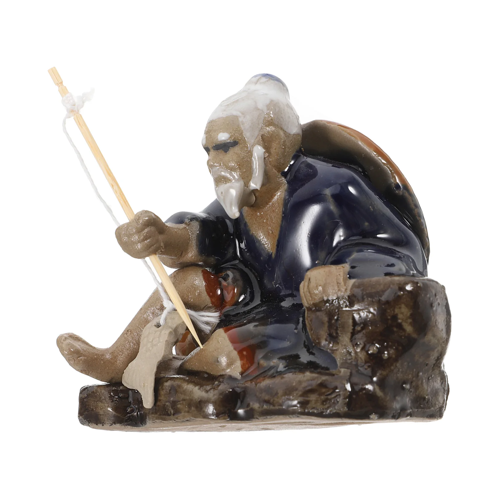 

Aquarium Ceramic Figures Fish Figurines Tank Decorations Chinese Fishing Ornament Bonsai Landscape