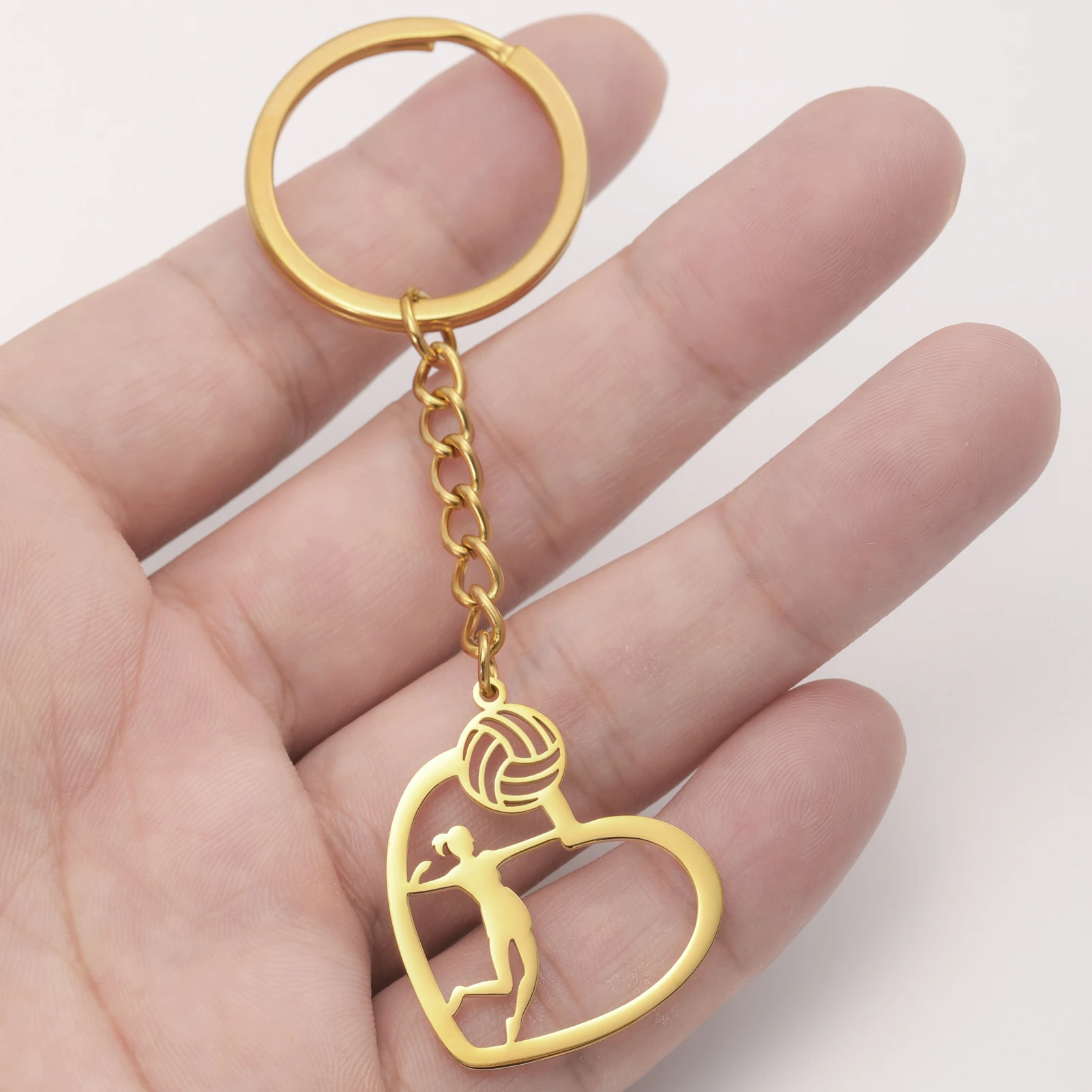 Unift سلسلة مفاتيح رياضية للكرة الطائرة للفتيات في القلب ، سلسلة مفاتيح جذابة من الفولاذ المقاوم للصدأ ، إكسسوارات حقائب فريق المدرسة #5