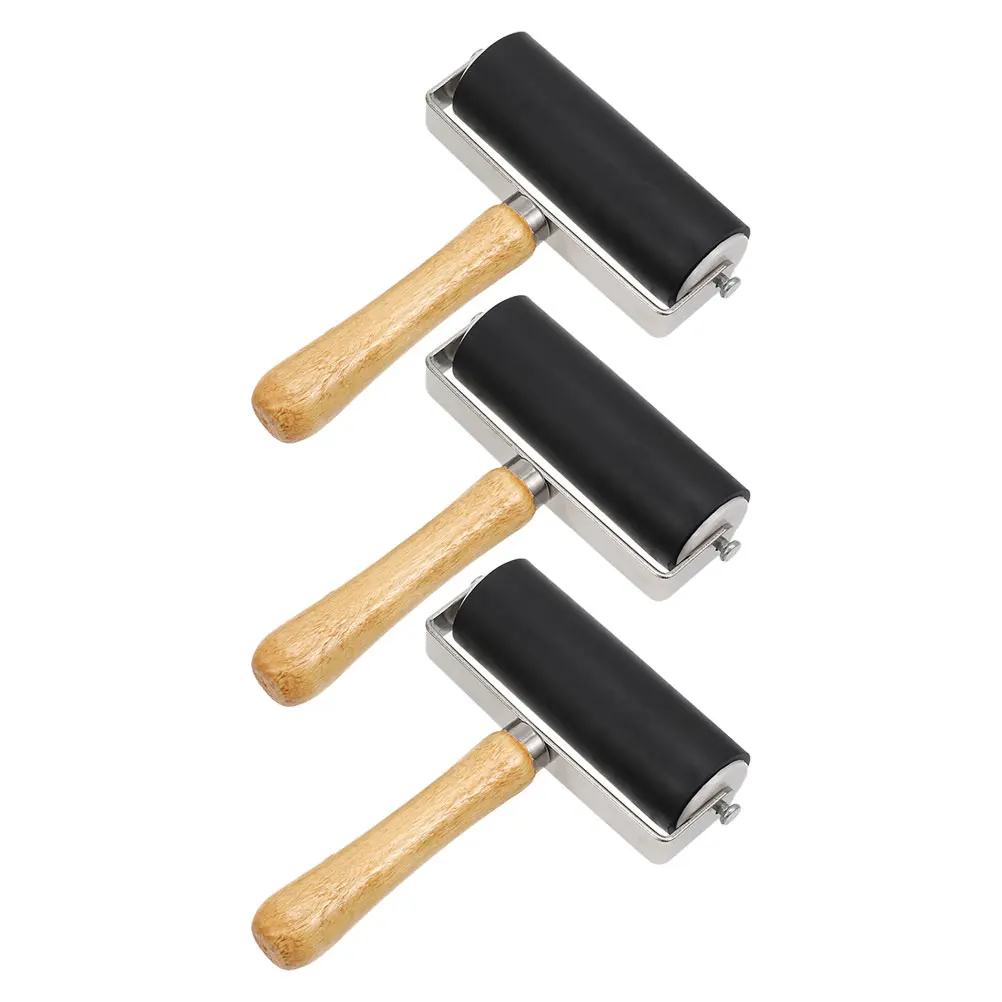 

3 Pcs Printmaking Roller Stamping Tool Paint Glue Rollers for Art Projects Wood Brayers Printing Ink Oil Painting Supplies