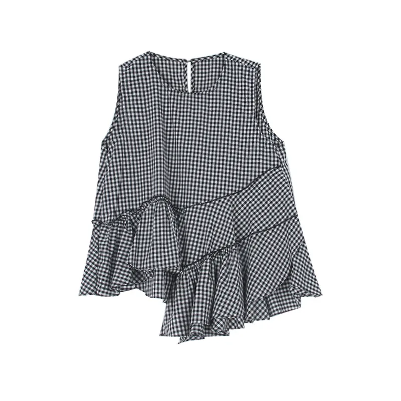 New Summer 2025 Vintage Ruffled Irregular Hem Shirt