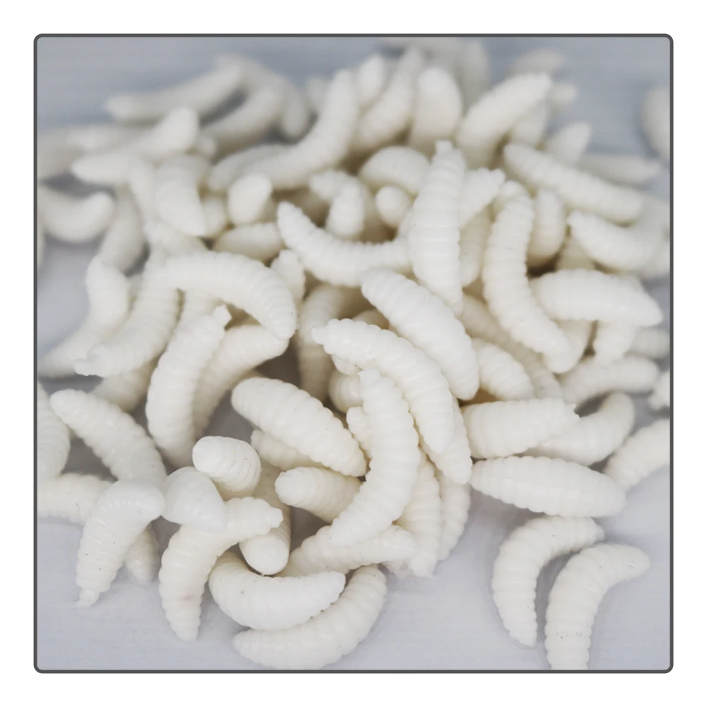 50Pcs Lure Soft Bait Mealworms Maggots Soft Bait Worm Glow Bait Bionic Maggots