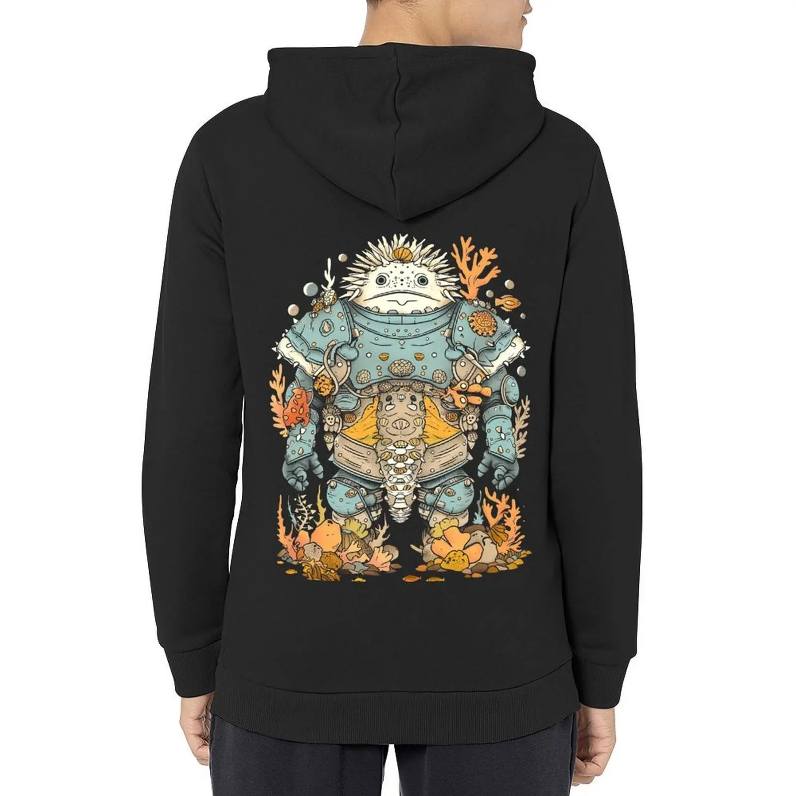 Sudadera con capucha Coral Knight, ropa de estilo coreano, ropa de otoño, ropa para hombre, sudaderas con capucha gráficas